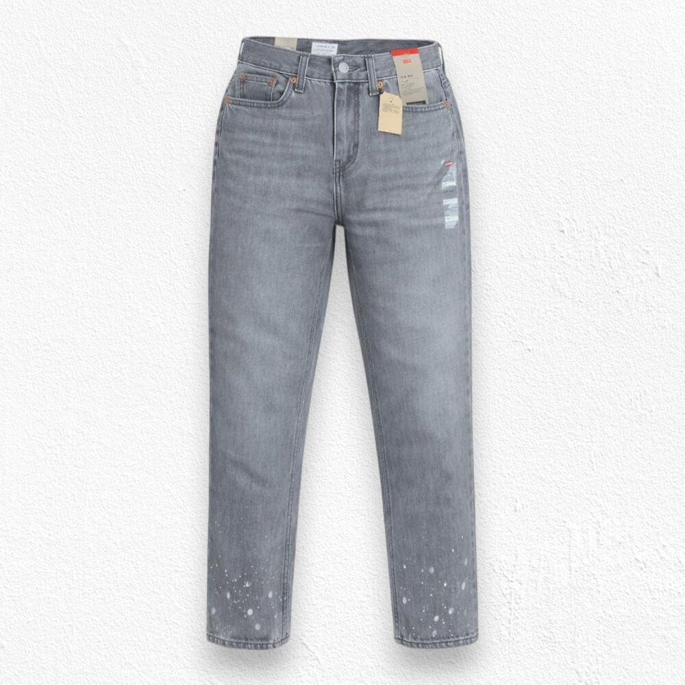 Levi's Low Pro Grey Bleach Splatter Happy Accident Mid Rise Loose Jeans Size 27